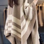 Shawl Factory - Jacquard Plaid Blanket European Poncho Women Tassel Scarf
