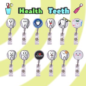 Dentist Badge Reel Manufacturer - Cute Teeth Shape Retractable