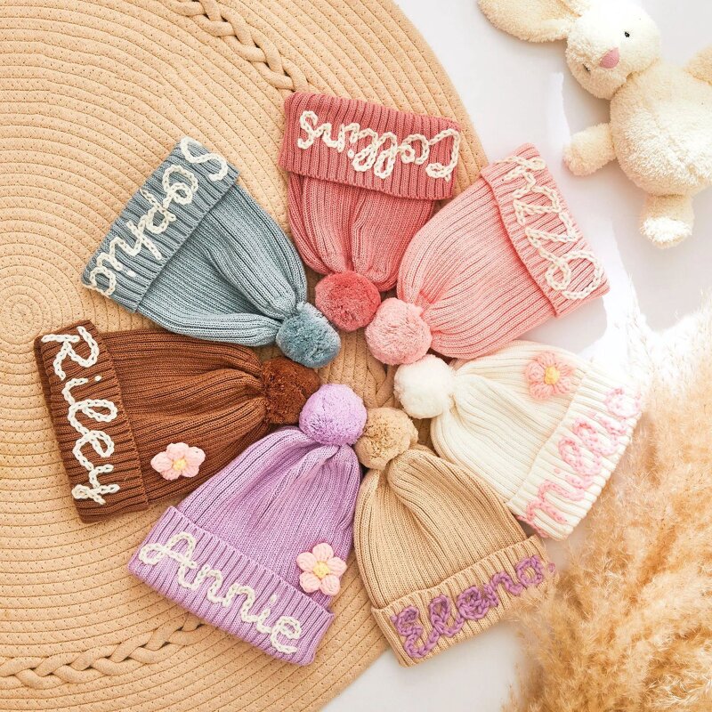 Baby Beanie Manufacturer - Custom Name Embroidery Pom Pom