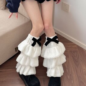 Leg Warmers Supplier - Black Velvet Bow Fleece