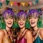 Mardi Gras Wig Supplier - Colorful Fringe Carnival