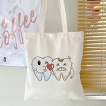 Dentist Tote Bag Supplier - Canvas Cartoon Tooth Print