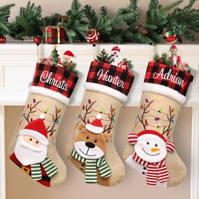 Christmas Stockings Manufacturer - Personalized Burlap Plaid