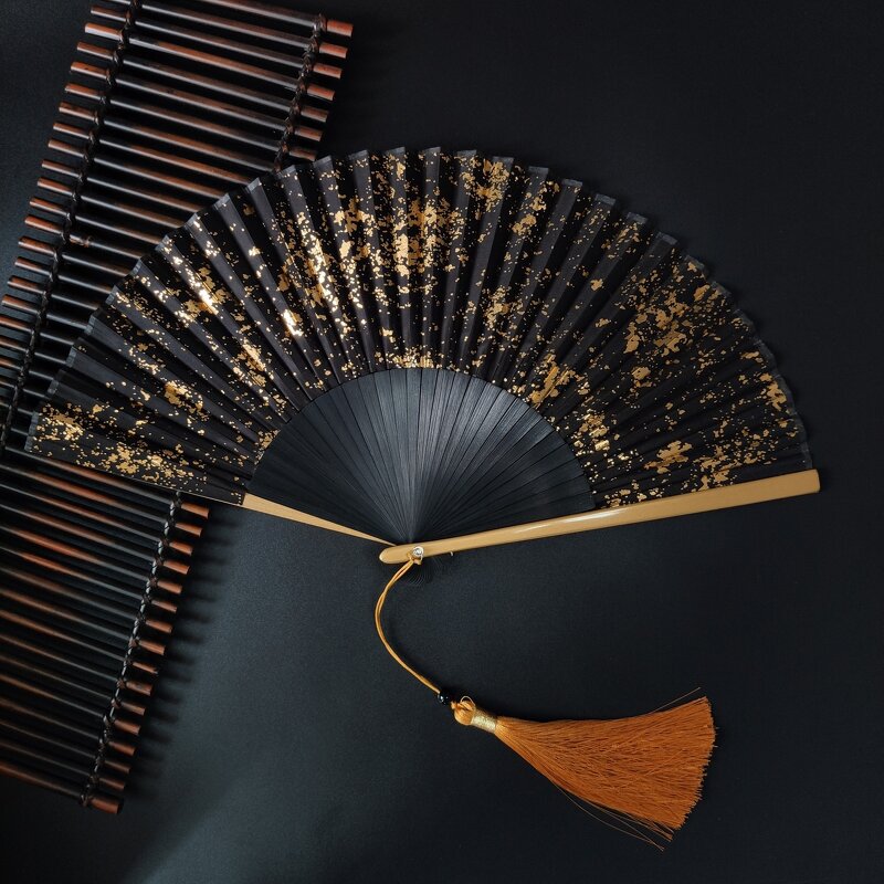 Folding Hand Fan Factory - Portable Gold Silver Sprinkling