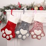 Pet Christmas Stockings Factory - Custom Sequin Paw Glitter