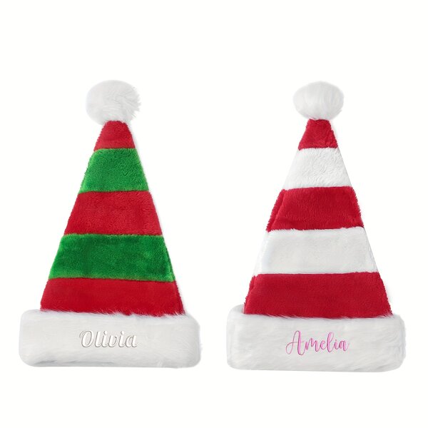 Santa Hat Manufacturer - Custom Plush Striped Pompom