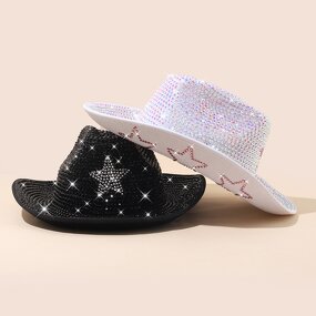 Cowboy Hat Supplier - Disco Silver Star Rhinestone