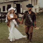 Wedding Hat Set Supplier - 2pcs Bride Groom Cowboy