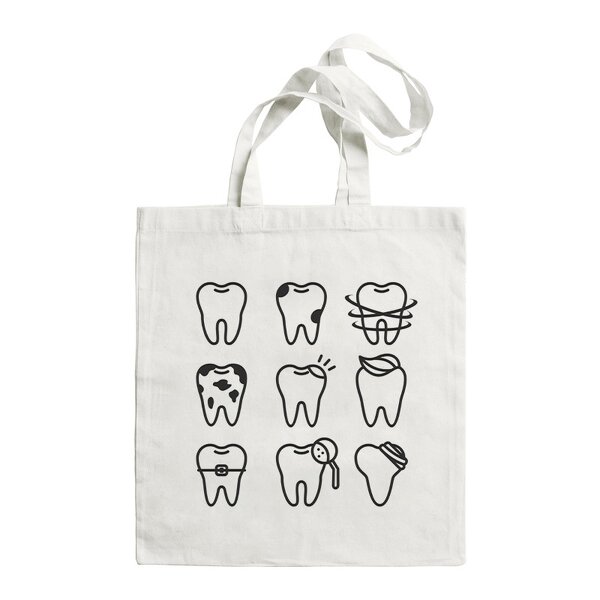 Dentist Tote Bag Supplier - Canvas Cartoon Tooth Print