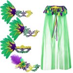 Mardi Gras Set Factory - Carnival Shawl Mask Feather