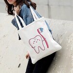 Dentist Tote Bag Supplier - Canvas Cartoon Tooth Print