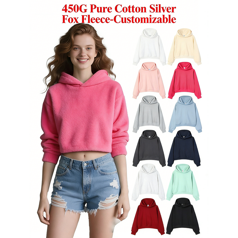 Cropped Hoodie Factory - 450g Pure Cotton Silver Fox