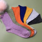 Women's Crew Socks Supplier - Glittery Ribbed Colorful