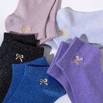 Women's Ankle Socks Factory - Glittery Gold Bow
