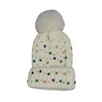 Mardi Gras Beanie Supplier - Rhinestone Pearl Pom Pom