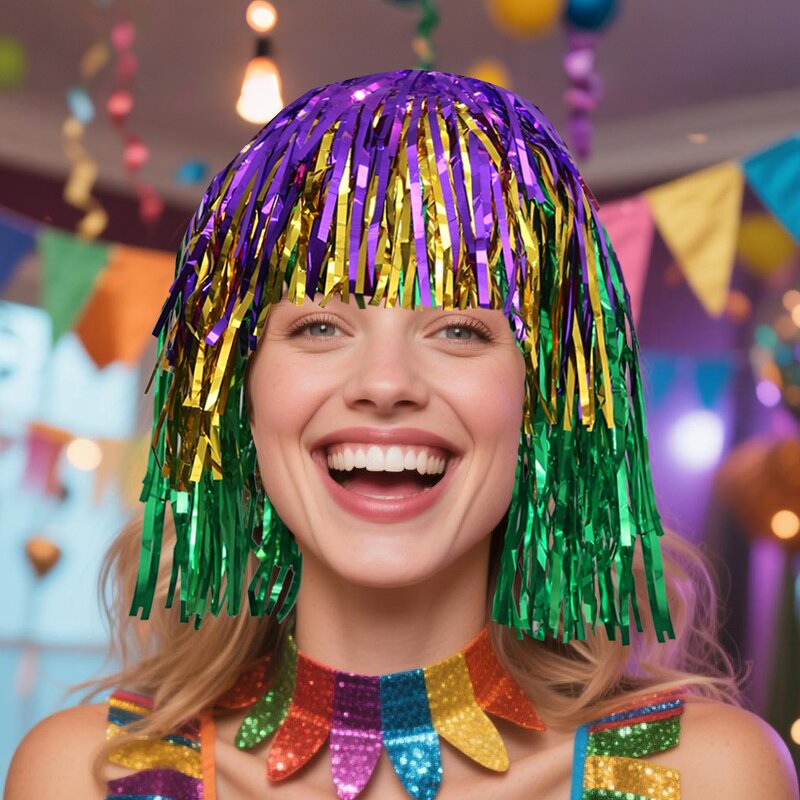 Mardi Gras Wig Supplier - Colorful Fringe Carnival