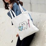 Dentist Tote Bag Supplier - Canvas Cartoon Tooth Print