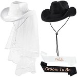 Wedding Hat Set Supplier - 2pcs Bride Groom Cowboy
