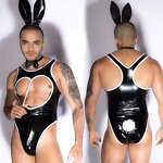 Men's Lingerie Factory - Leather Bodysuit Bunny Cosplay