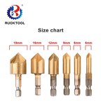 Countersink Drill Bit Set Factory - 6pcs 90 Degree Titanium HSS