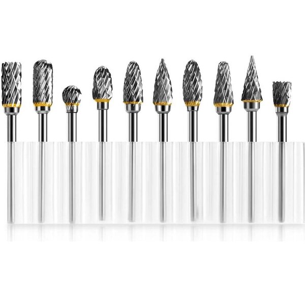 Rotary Burr Set Factory - 10pcs Tungsten Carbide 3mm Shank