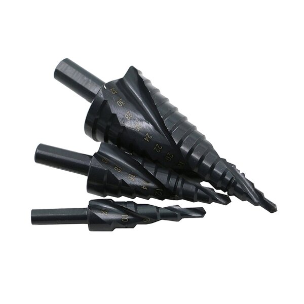 Step Drill Bit Set Supplier - 3PCS Spiral Flutes Black Oxide