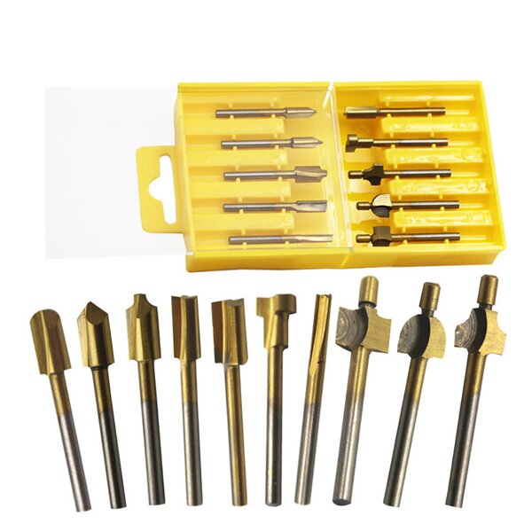 Trimmer Router Bits Factory - 10pcs 3mm Titanium Coated HSS