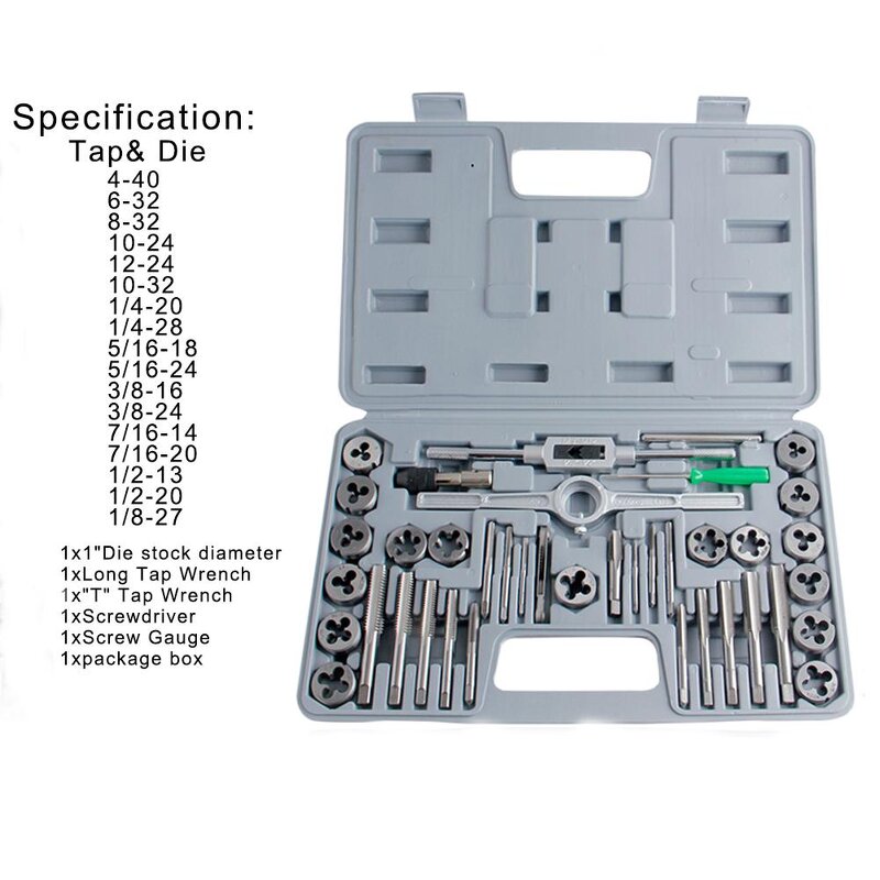 Tap and Die Set Supplier - 40pcs Inch Hand Thread Plug