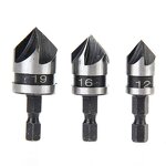 Countersink Bit Set Factory - 3PC HCS 5 Flutes Hex Shank