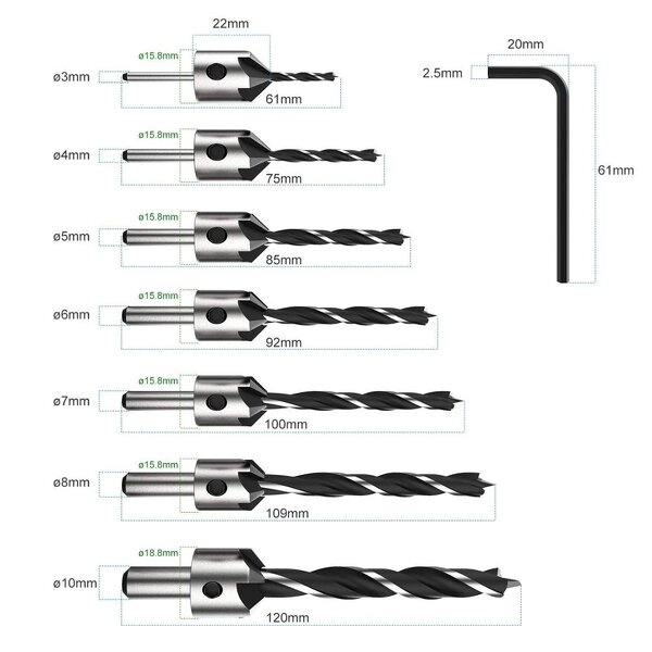 Wood Drill Bit Set Manufacturer - 7pcs HSS Countersink Set