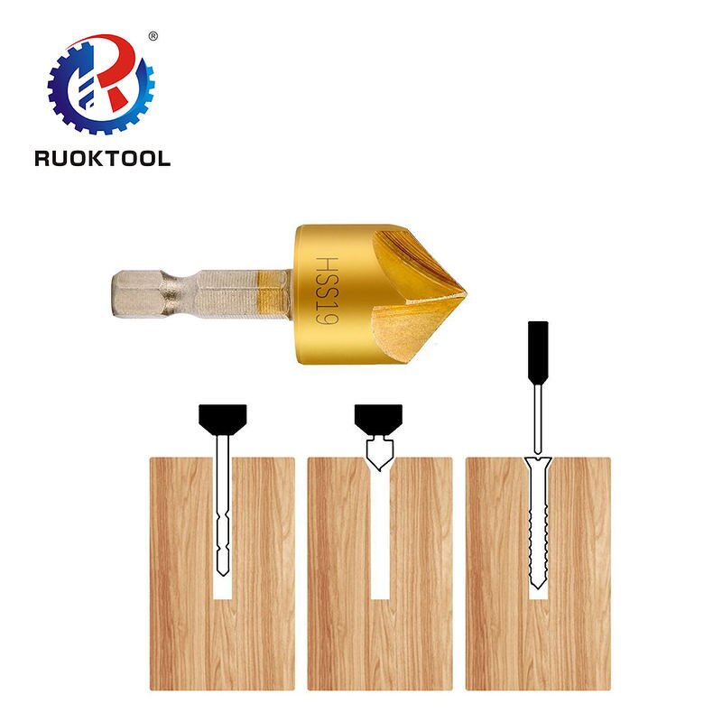 Countersink Drill Bit Set Factory - 6pcs 90 Degree Titanium HSS