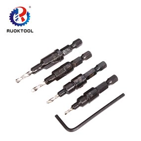 Countersink Drill Bit Set Manufacturer - 4pcs 5 Flute HSS Carpentry