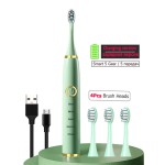 USB充电软声波电动牙刷，可清洗，防水，可更换头部美容和个人护理产品