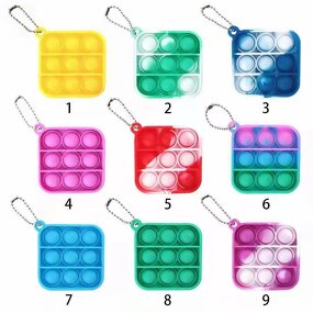 Fidget Keychain Factory - Silicone Square Shaped Push Popping Ball Bubbles Toy