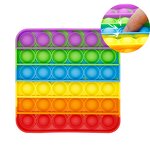 Fidget Toy Supplier - Thick Square Rainbow Anxiety Relief Silicone Push Bubble