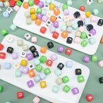 Silicone Alphabet Beads Supplier - Colorful Cube Shape DIY for Hair Keychains Pens