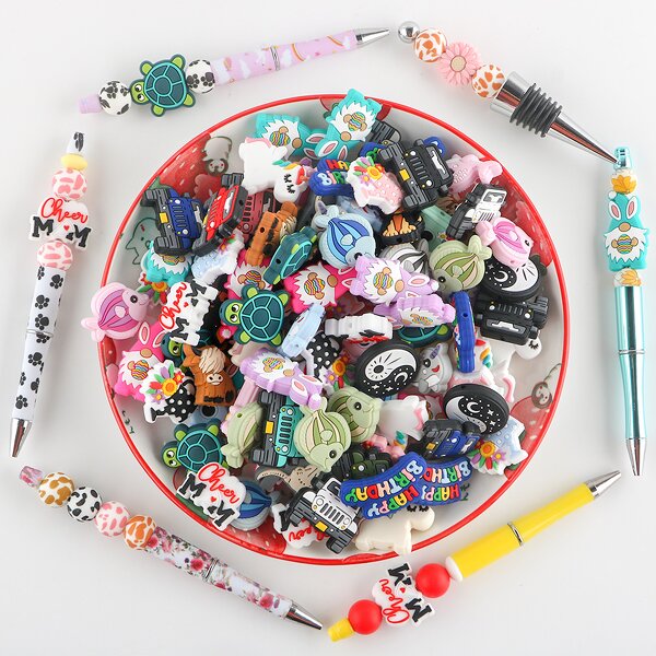 Silicone Beads Supplier - Cute Cartoon Animal Large Hole Spacer for DIY Crafts