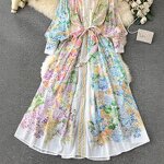 Long Slim-Fit Dress Supplier - Women's Lantern Sleeves