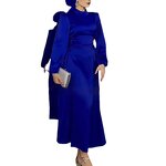 Satin Dress Manufacturer - Elegant High Collar Abaya Set