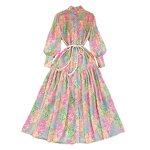 Chiffon Dress Supplier - French Floral Lace-up Bow Collar