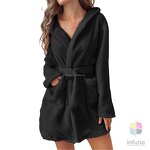 Women's Bathrobe Supplier - Grey 100% Polyester Warm