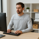 Men's T-Shirt Manufacturer - Gray Polyester Basic Wholesale