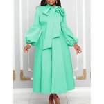 Pleated Dress Factory - Women's Solid Color Light Mature