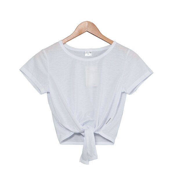 Crop Top T-Shirt Manufacturer - Sublimation Knot Front Cuffed