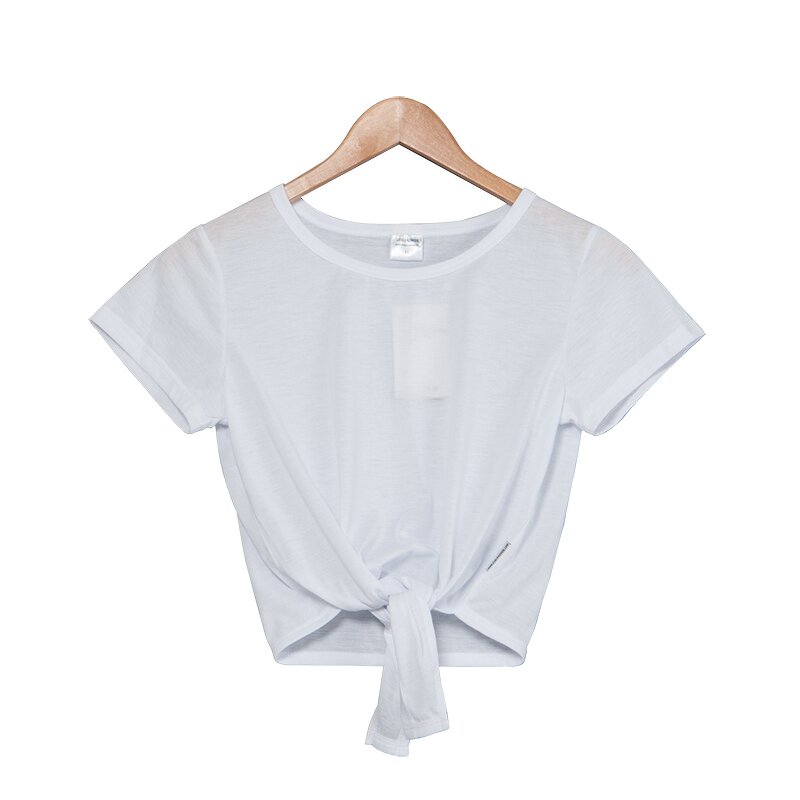 Crop Top T-Shirt Manufacturer - Sublimation Knot Front Cuffed