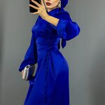 Satin Dress Manufacturer - Elegant High Collar Abaya Set