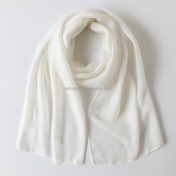 Chiffon Scarf Supplier - 147x85CM Plain White Polyester