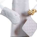 Striped Kitchen Oven Mitt Manufacturer - Best Custom Cotton Apron and Gloves Set