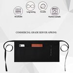 Polyester Half Aprons Factory - 12 Pcs Black 3 Pockets Waiters Restaurants Hairdressers
