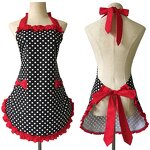 Two Bow Pocket Apron Supplier - Small Polka Dots Lace Korean-Style Work